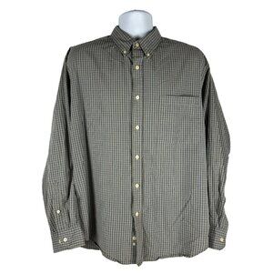 Puritan Mens Wrinkle-Resistant Button-Down Shirt Size L Blue Night Check Pattern
